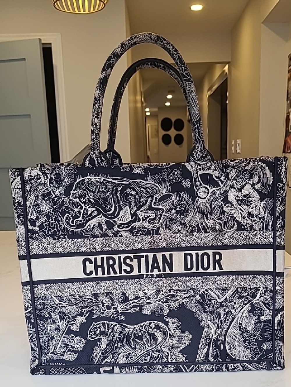 Dior Navy and White Toile de Jouy Large Tote